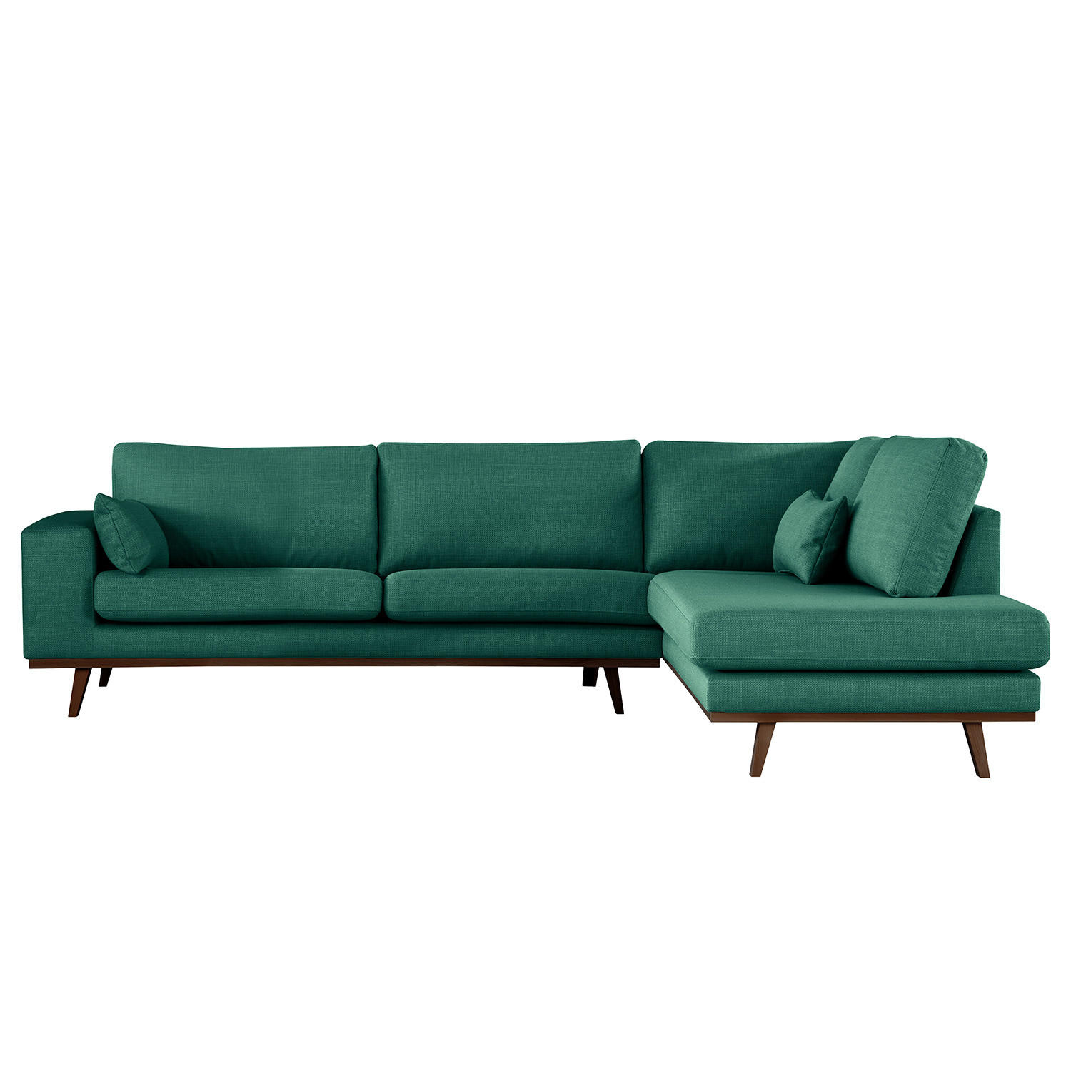 ECKSOFA mit Ottomane - Dunkelgrün/Buchefarben, Textil (287/219cm) - home24