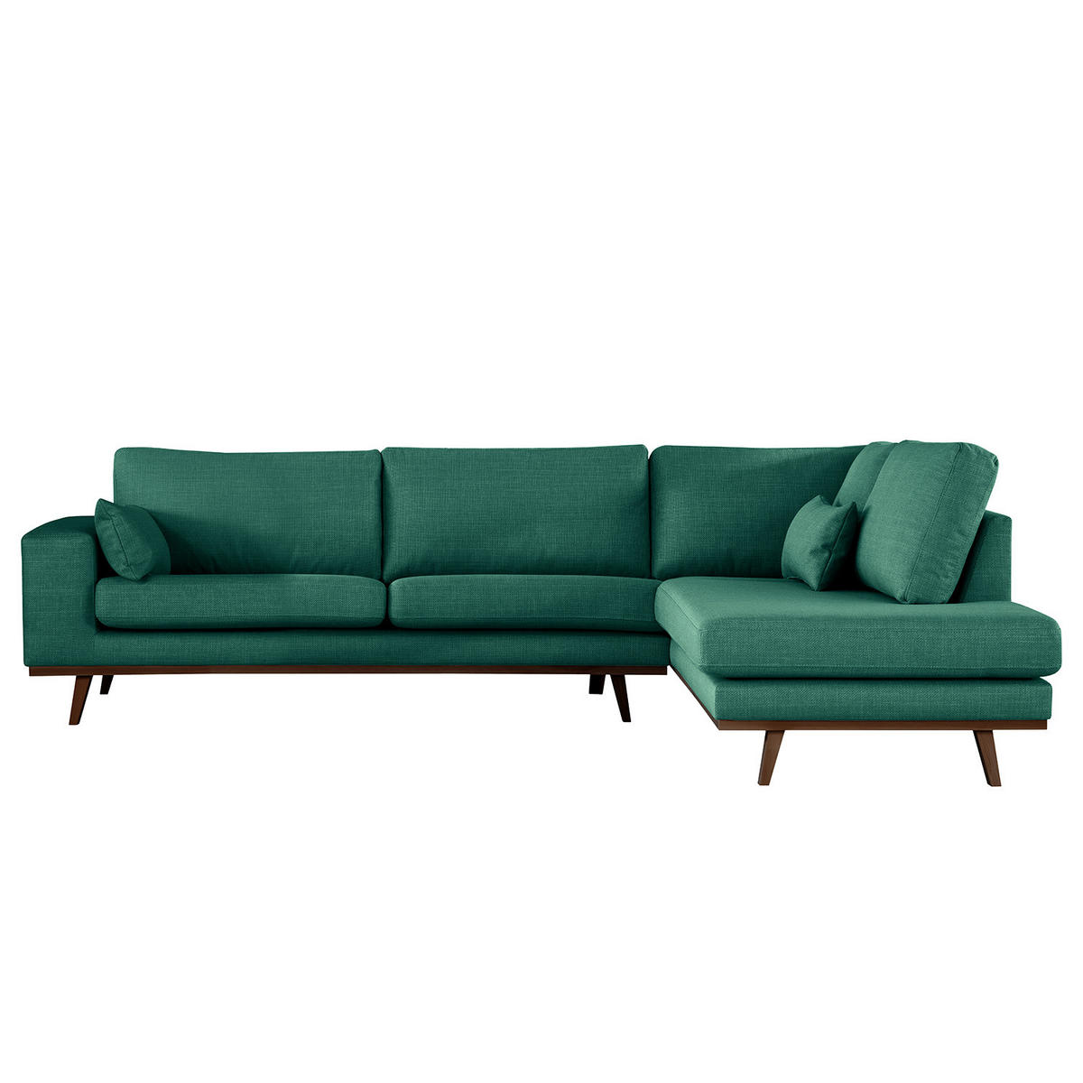 ECKSOFA mit Ottomane - Dunkelgrün/Buchefarben, Textil (287/219cm) - home24
