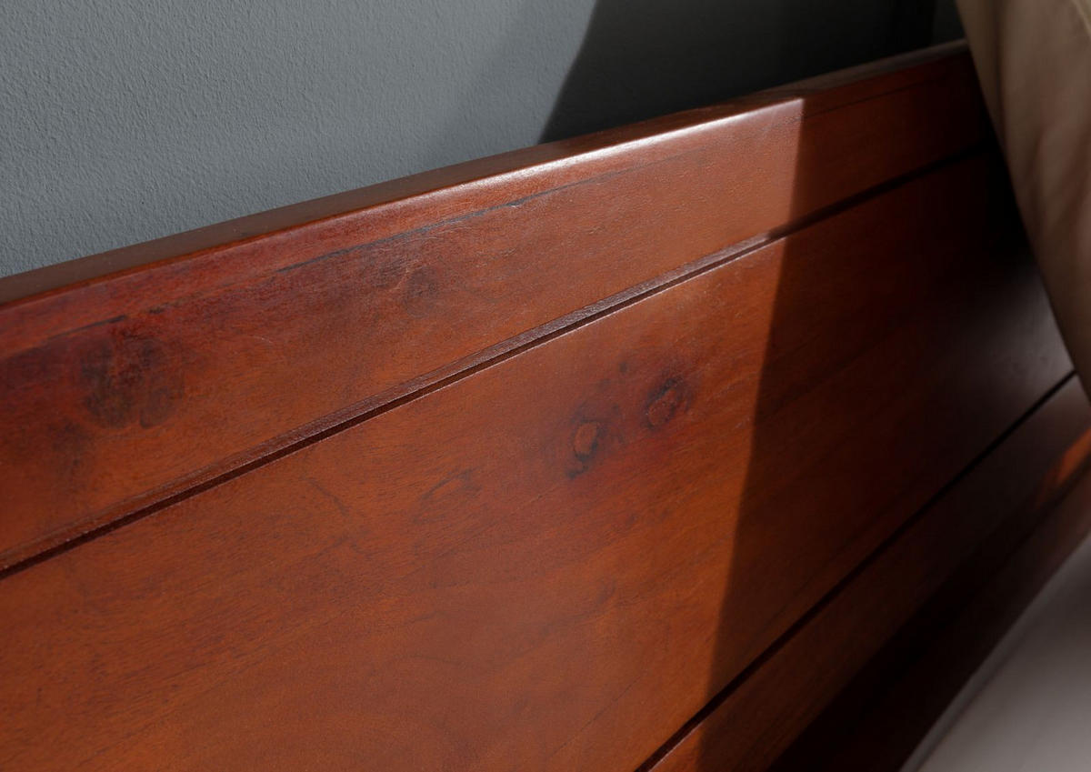 BETT Massivholz Akazie 160 x 200 x 80 hellbraun BUENO #022 - Braun, Holz (160/200cm) - Massivmoebel24