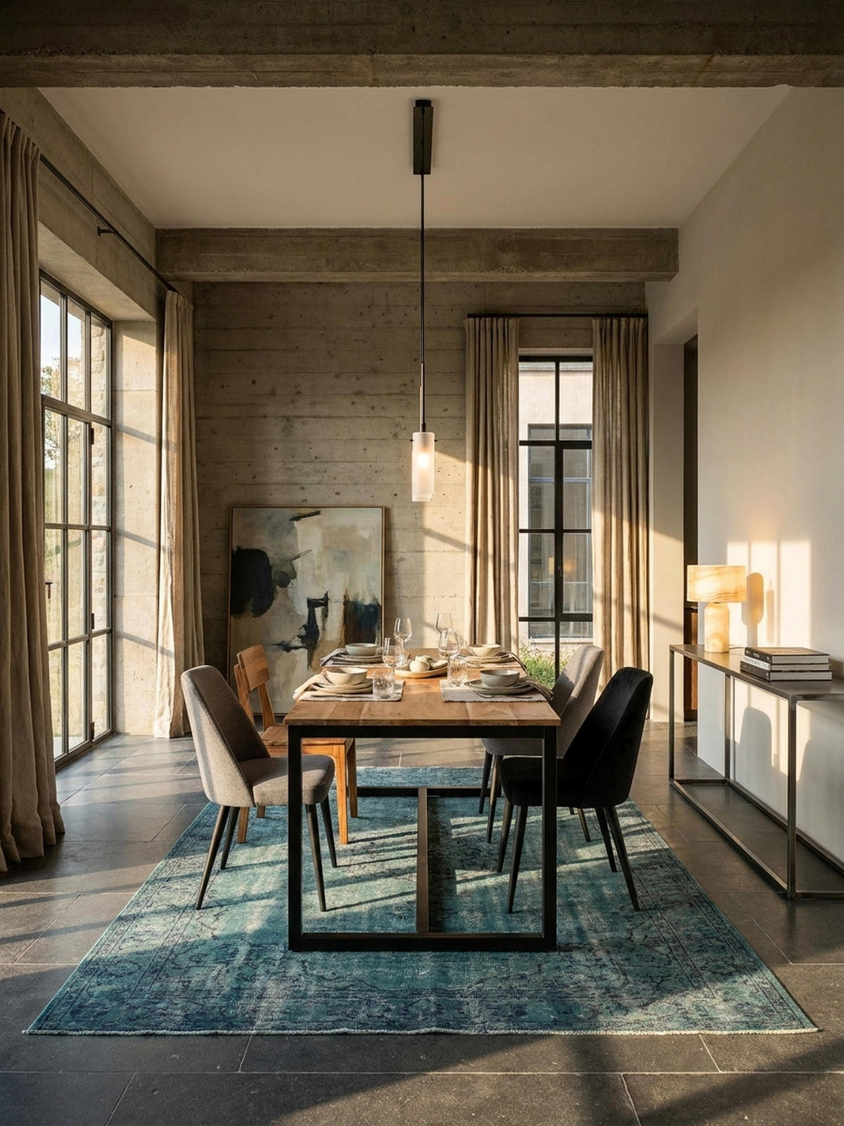 ESSTISCH Massivholz Metall Rechteckig Loft-Stil, Akazie 180x90x76 cm - Schwarz/Akaziefarben, Holz/Metall (90/180/76cm) - KADIMA DESIGN