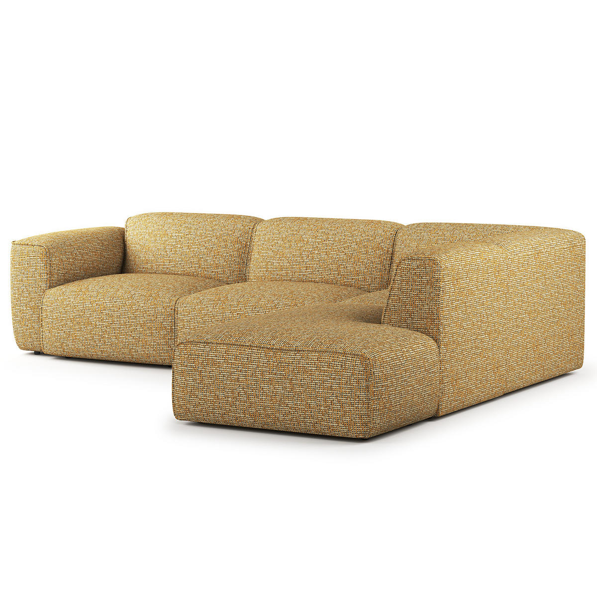 3-SITZER ECKSOFA mit Recamiere - Schwarz/Honig, Kunststoff/Textil (295/231cm) - home24