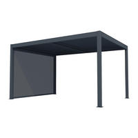 TERRASSENDACH bioklimatisch freistehend aus Aluminium mit verstellbaren Lamellen & ausziehbarer Seitenmarkise 2,78 m - 12 m² - Anthrazit - AMADORA - Anthrazit, Metall (395/220/305cm) - Vente-Unique