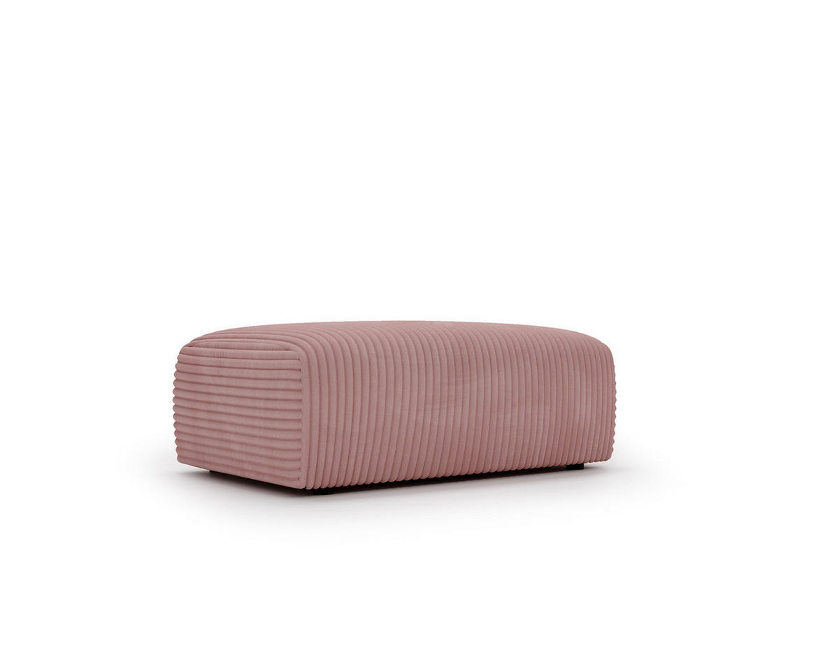 POLSTERHOCKER - Cord - Schwarz/Altrosa, Kunststoff/Textil (110/40/72cm) - home24