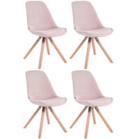 STUHL 4er Set Samt pink - Pink/Eukalyptusholzfarben, Holz/Textil (48/84/56cm) - CLP