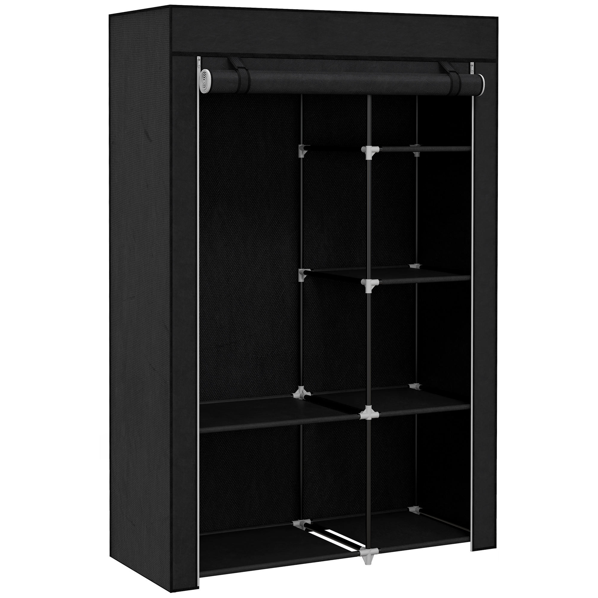 KLEIDERSCHRANK, Stoffschrank, Schwarz - Schwarz, Metall (43/162.5/103cm) - HOMCOM