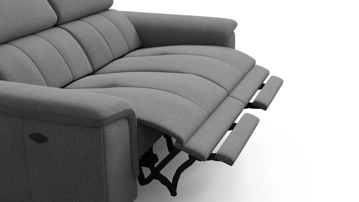 RELAXSOFA FIERO 2-Sitzer mit 2 Relaxfunktionen, grau - Schwarz/Grau, Holzwerkstoff/Textil (170/82/103cm) - Courtois Laville