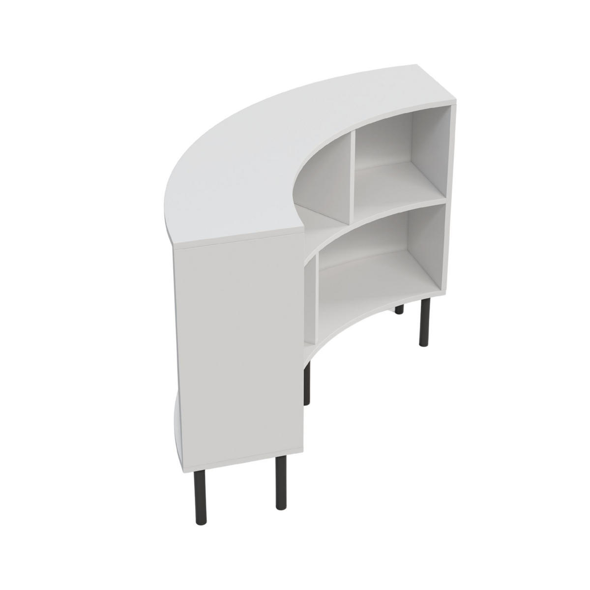 BÜCHERREGAL Horn, Weiß, Bogenform, 4 Fächern, 100 cm - Schwarz/Weiß, Holzwerkstoff/Metall (100.2/85.4/32cm) - Skandica