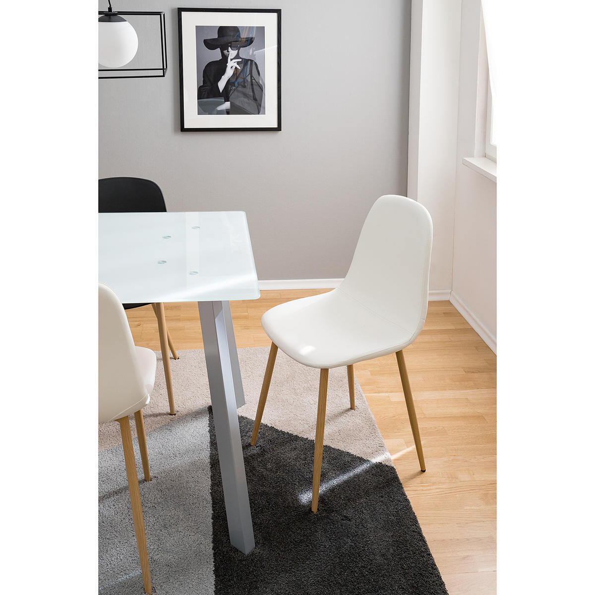 POLSTERSTUHL - Metall / Kunstleder - Weiß, Kunststoff/Metall (44/87/52cm) - home24