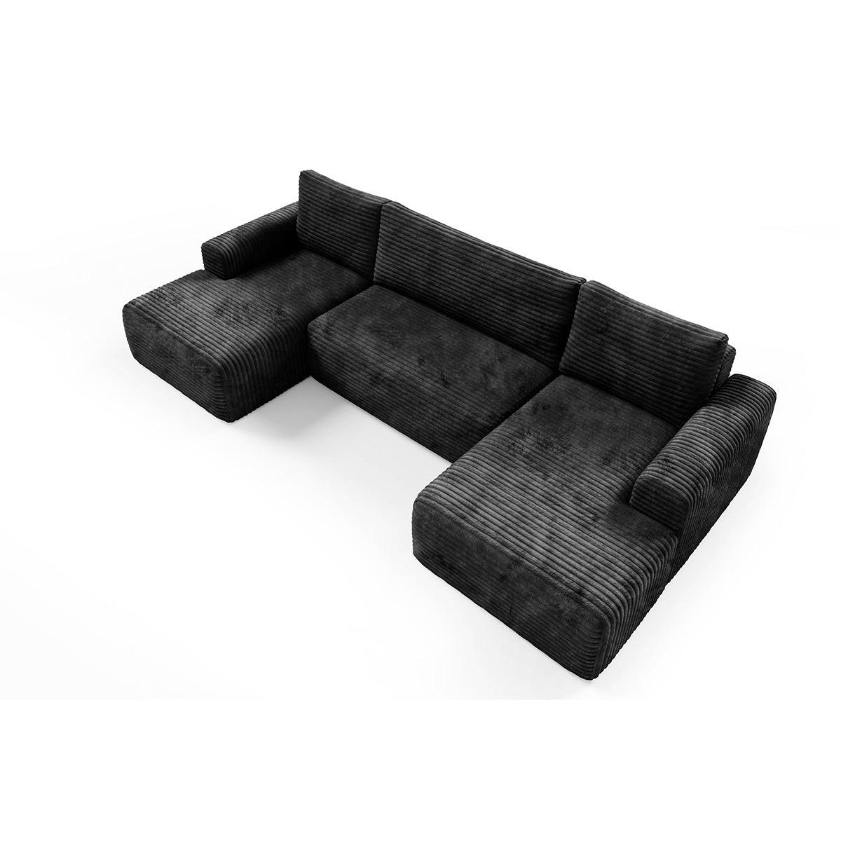 PANORAMASOFA Romeo 5 Sitzplätze Schwarz - Schwarz, Holz (345/92/163cm) - Petits-meubles