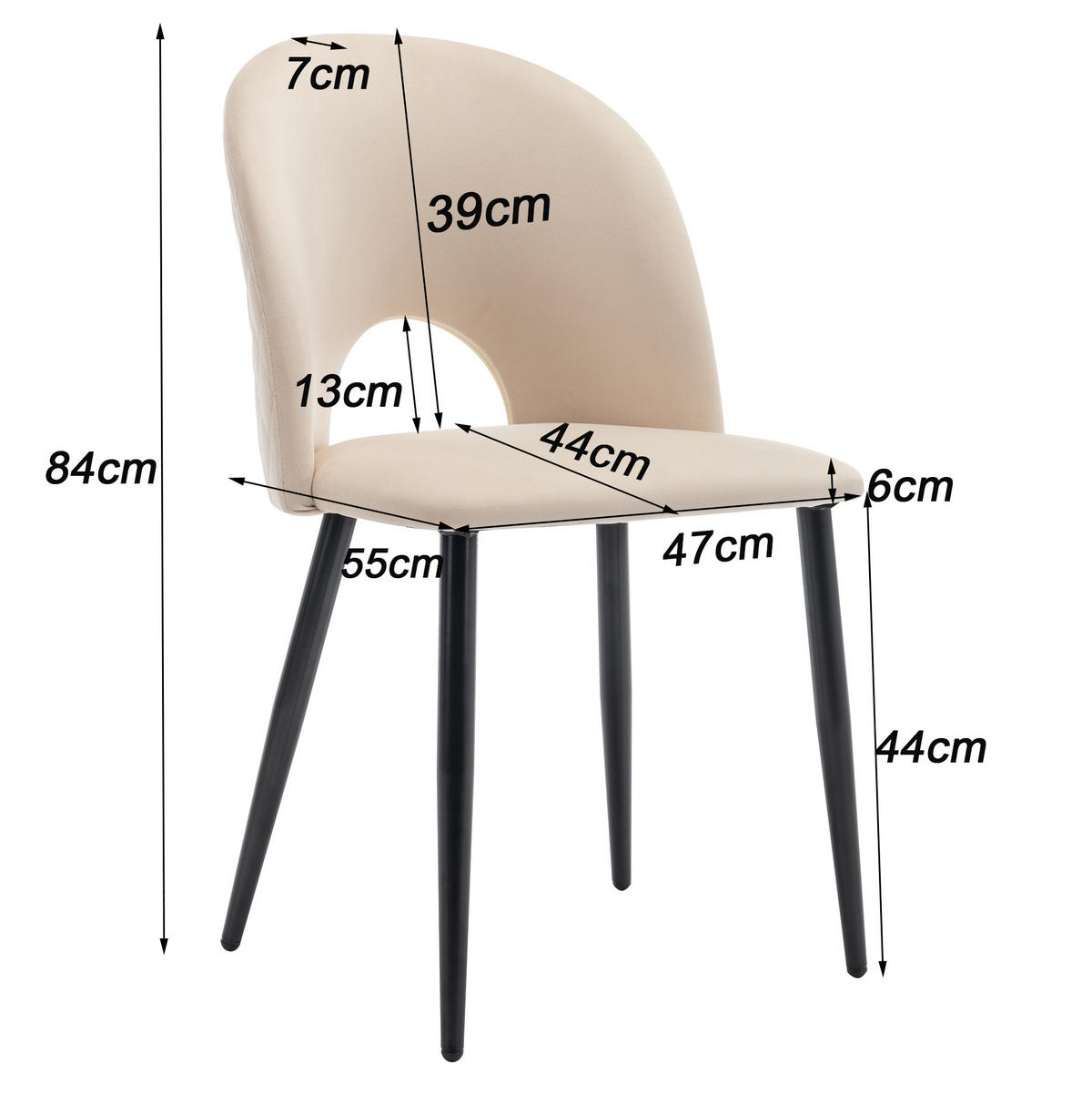 ESSZIMMERSTUHL mit Rückenlehne Samt Beige 2er-Set - Beige, Metall (44/84/47.2cm) - Meubliv