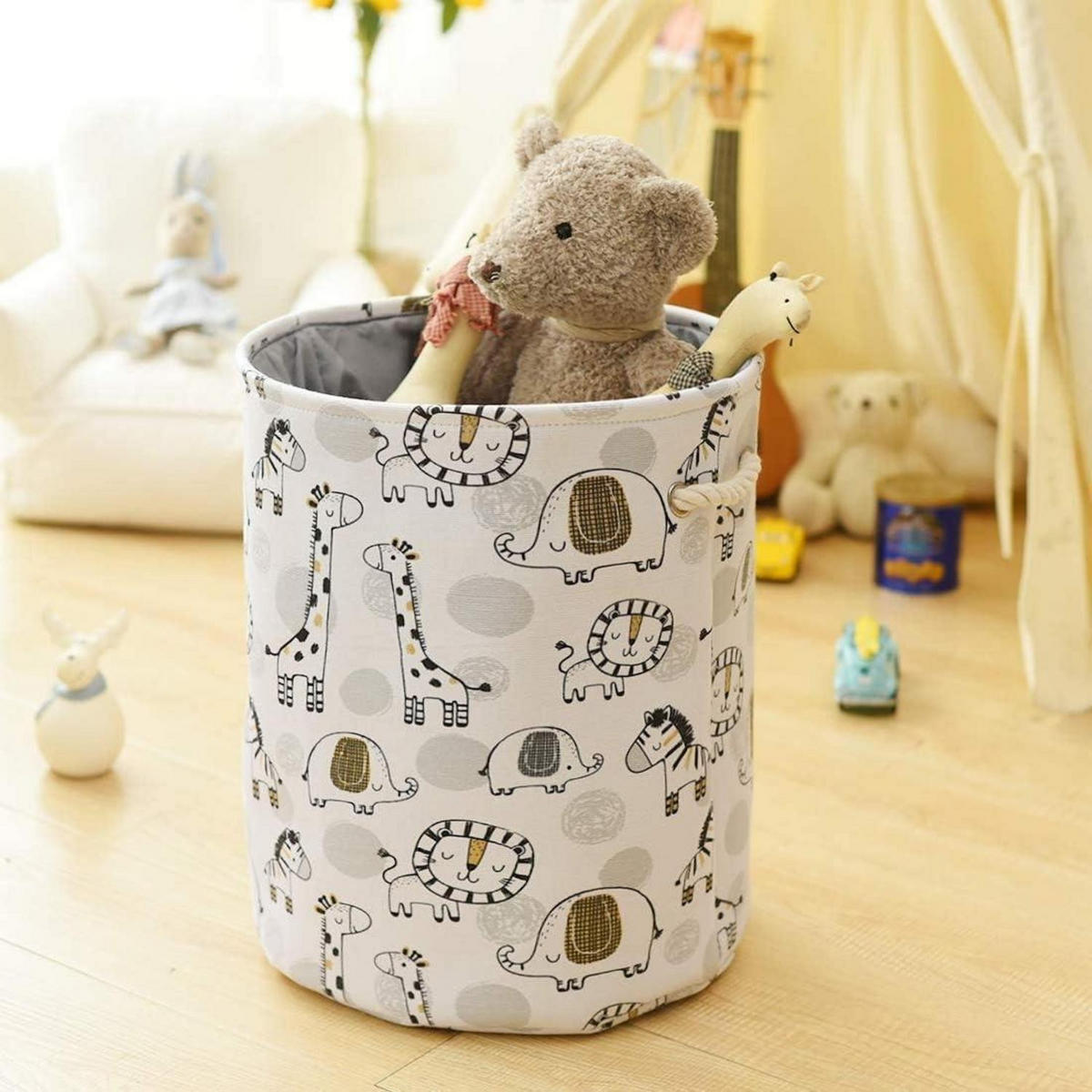 WÄSCHEKORB Kinderzimmer Giraffe 42 L - Multicolor, Textil (35.6/43.2/35.6cm)