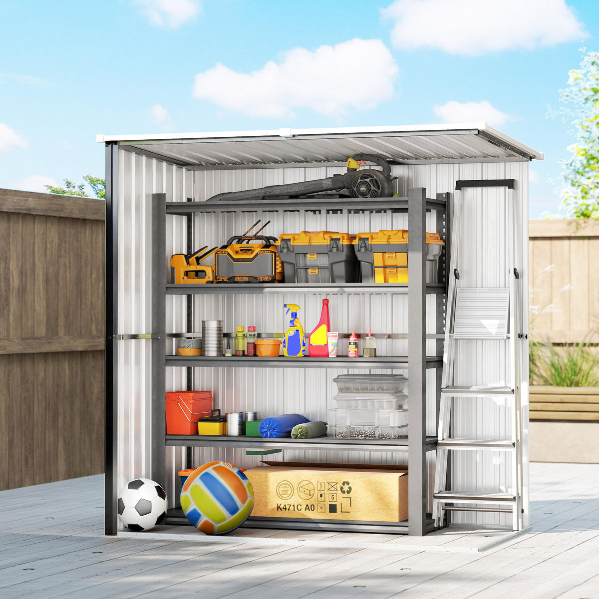 GARTENHAUS aus Metall, Türen mit Riegeln und Griffen, 1,37 m² ,163 x 89 x 163 cm,grau - Dunkelgrau, Holz (89/163/163cm) - Vallsero
