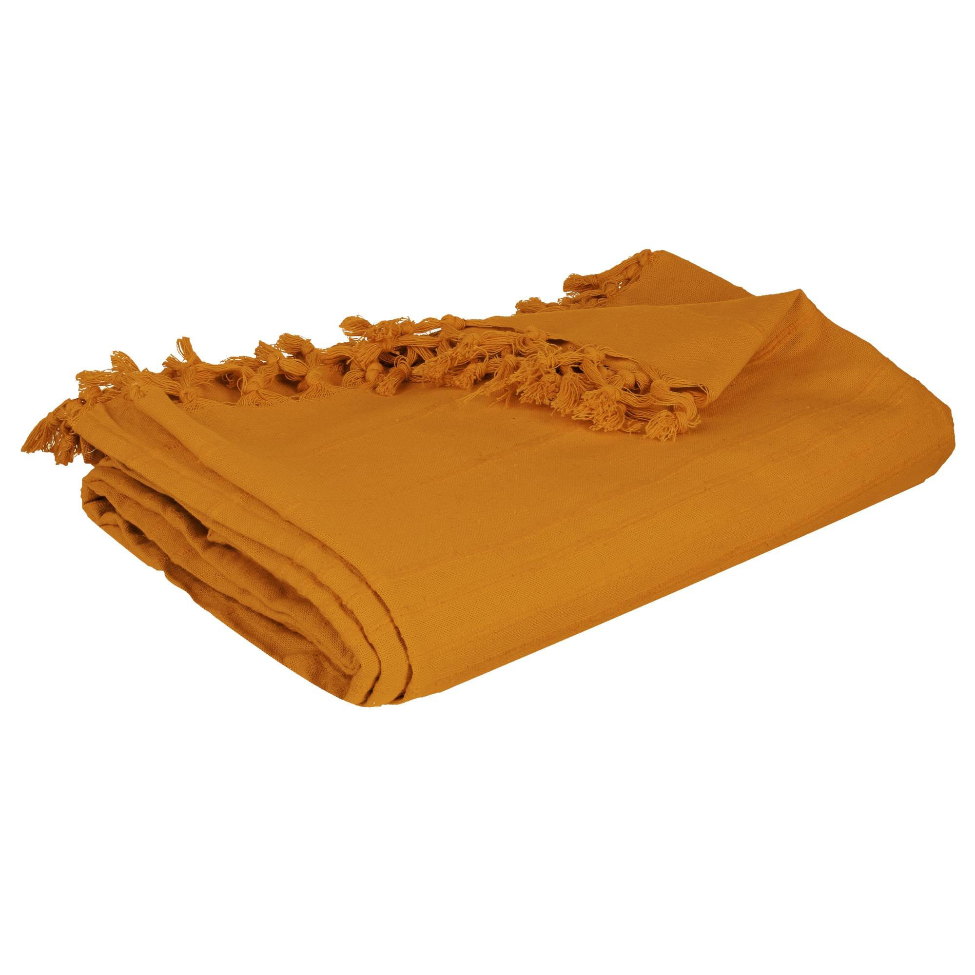ÜBERWURF Peacock 160/220 cm - Gelb, Naturmaterialien (160/220cm) - Atmosphera Createur d´interieur