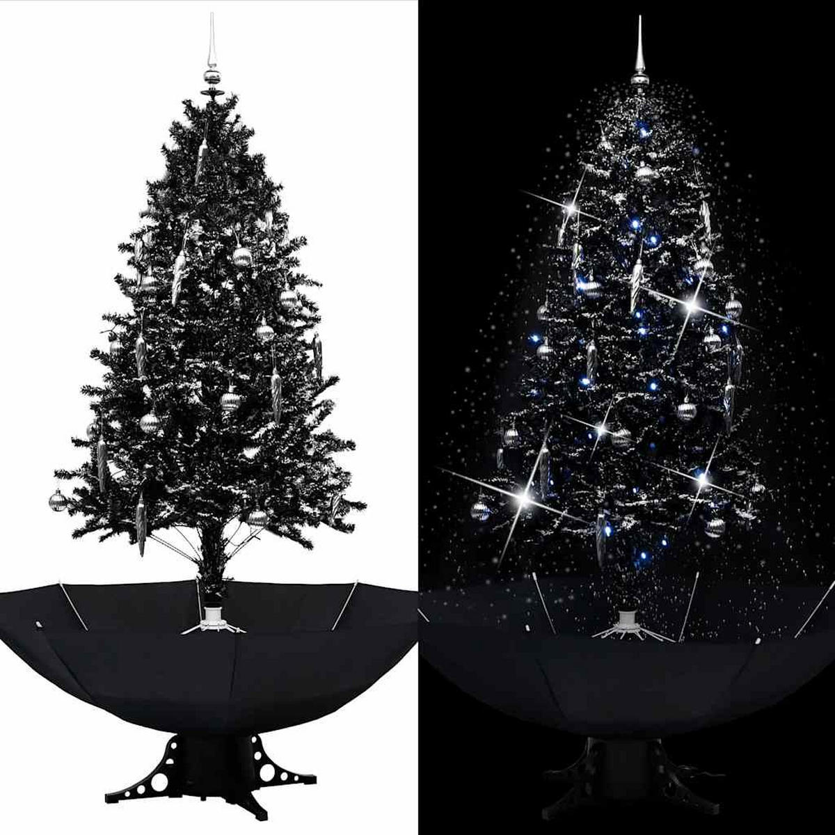 WEIHNACHTSBAUM Schneiender Mit Schirmfuss Schwarz 190 Cm Pvc - Schwarz, Kunststoff (190cm) - vidaXL