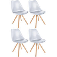 STUHL 4er Set Kunststoff weiß - Eukalyptusholzfarben/Weiß, Holz/Kunststoff (48/81/54cm) - CLP