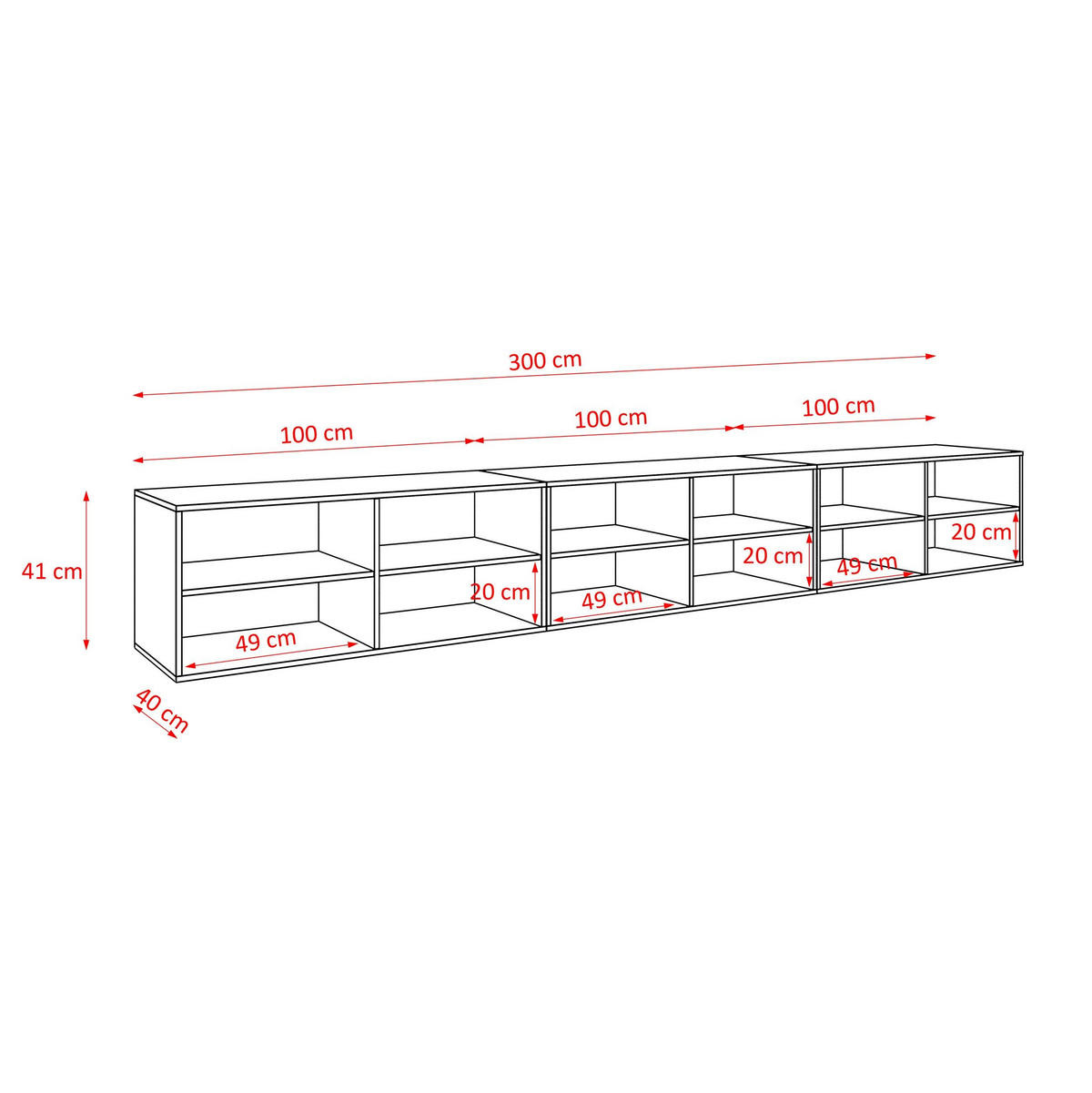 TV-SCHRANK CALI - Wildeiche/Weiß, Holzwerkstoff (300/41/40cm) - Meblini