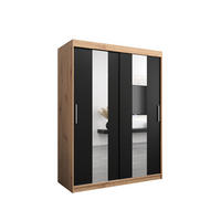 SCHWEBETÜRENSCHRANK 200/150/62 2-türig - Silberfarben/Schwarz, Holz/Kunststoff (150/200/62cm) - Abiks Möbel