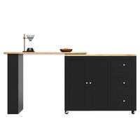 STEHTISCH Schwarz 135-203/39/106 cm 360° Drehbar fahrbar - Schwarz, Holzwerkstoff (203/106/39cm) - PANGIVO