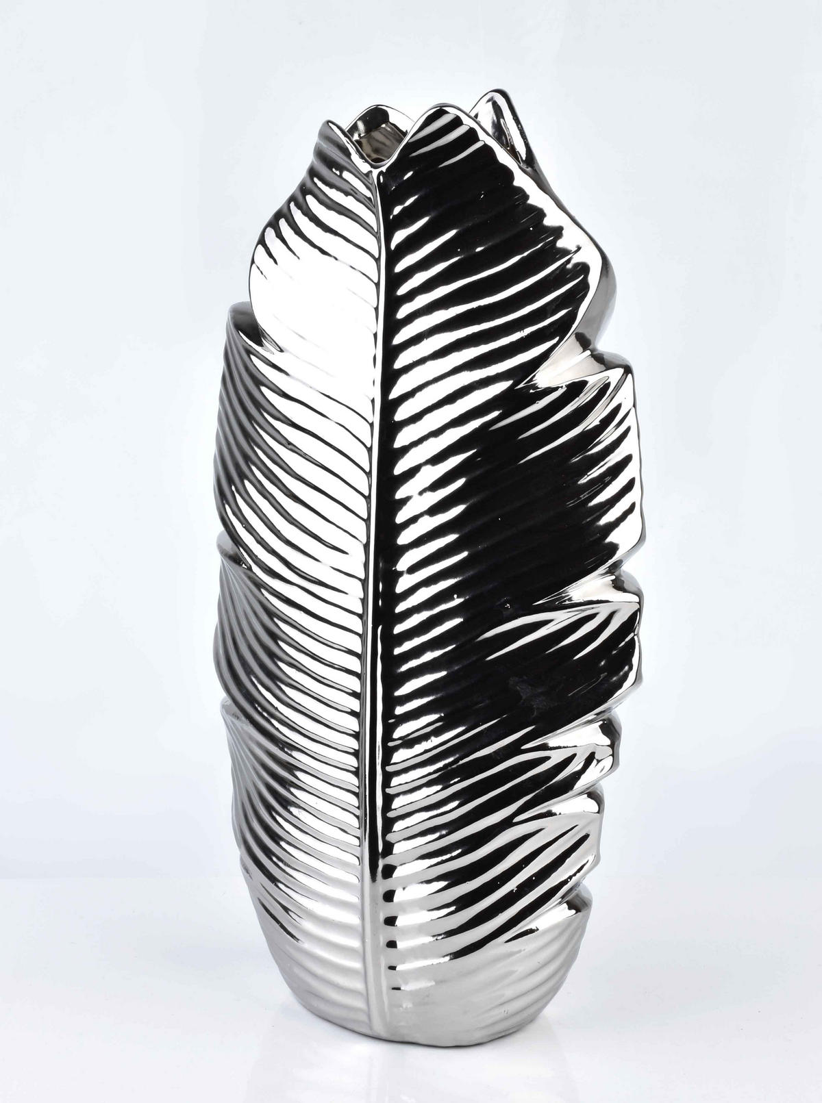 VASE Leaf Silber 17/7.5/35 cm Keramik - Silberfarben, Keramik (35cm) - Mondex