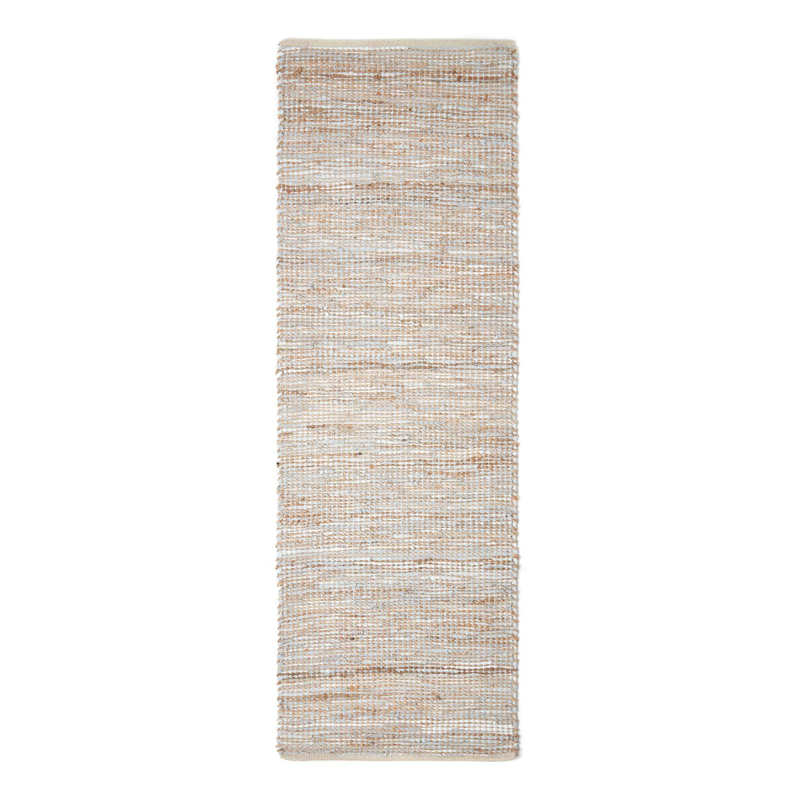 TEPPICHLÄUFER Madras, Leder & Hanf 66/200 cm - Naturfarben, Leder (66/200cm) - Homescapes