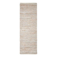 TEPPICHLÄUFER Madras, Leder & Hanf 66/200 cm - Naturfarben, Leder (66/200cm) - Homescapes