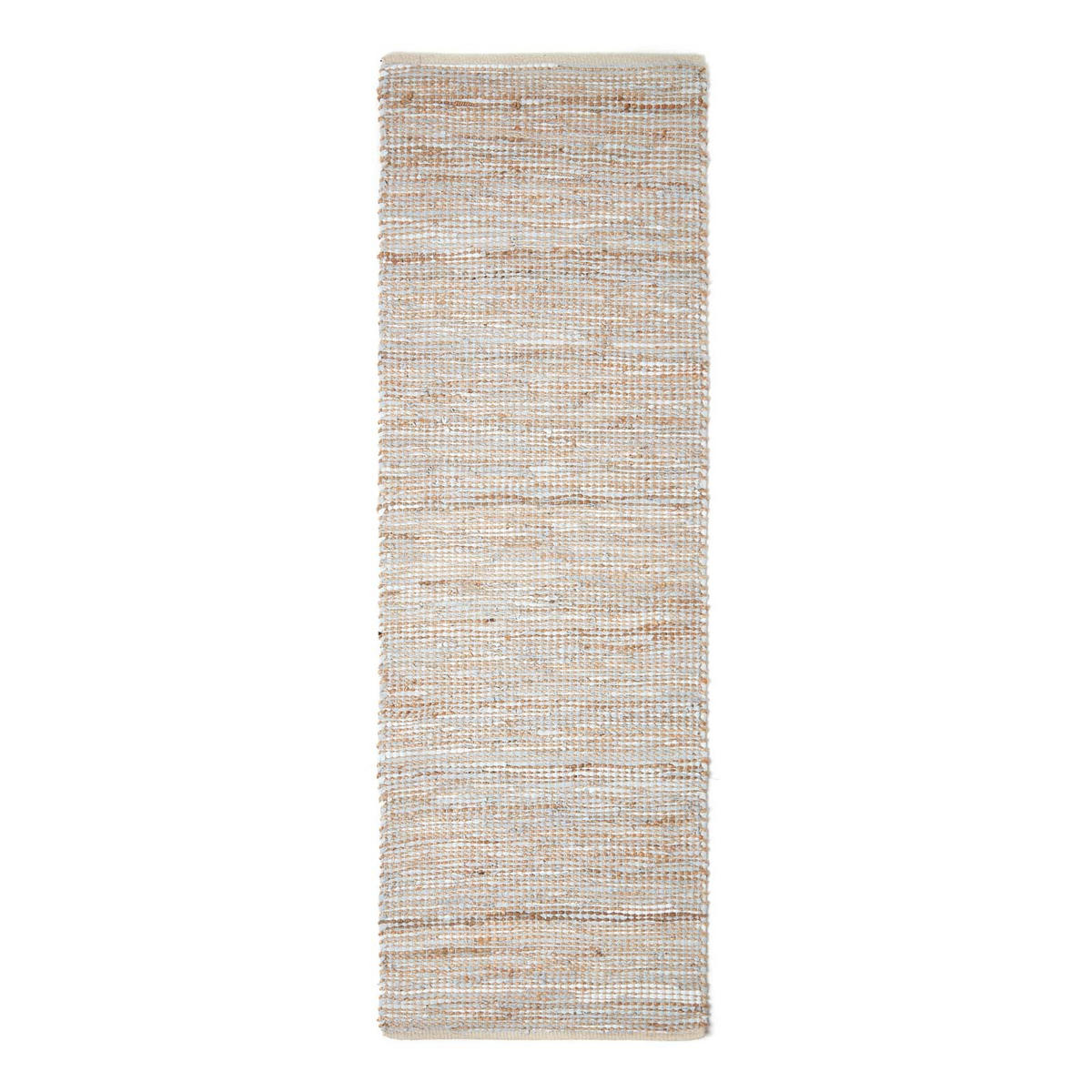 TEPPICHLÄUFER Madras, Leder & Hanf 66/200 cm - Naturfarben, Leder (66/200cm) - Homescapes