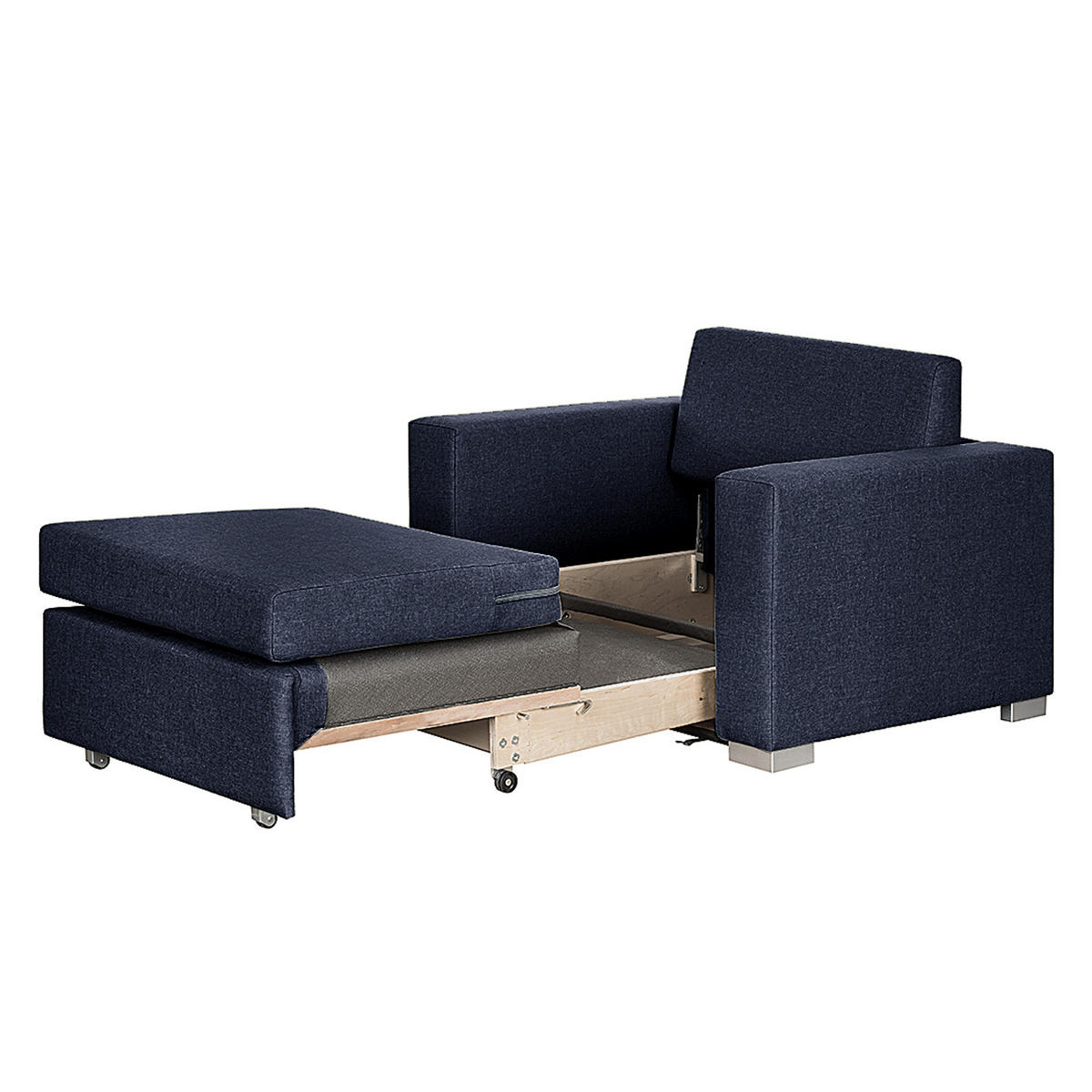 SCHLAFSESSEL - Blau/Silberfarben, Textil (110/90/90cm) - home24