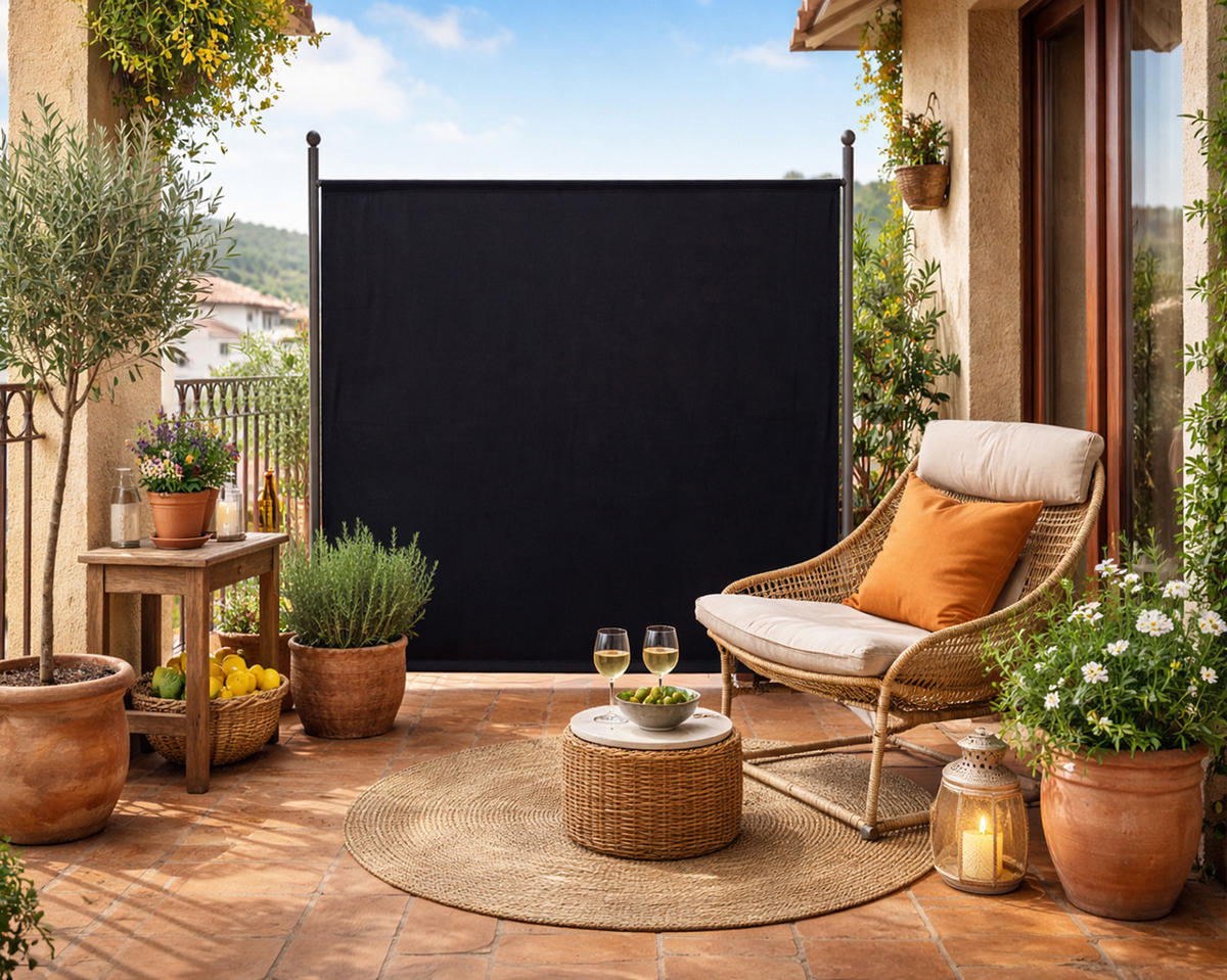 PARAVENT 1-tlg. 180x178 cm Schwarz - Schwarz, Metall (178/180cm) - QUICK STAR