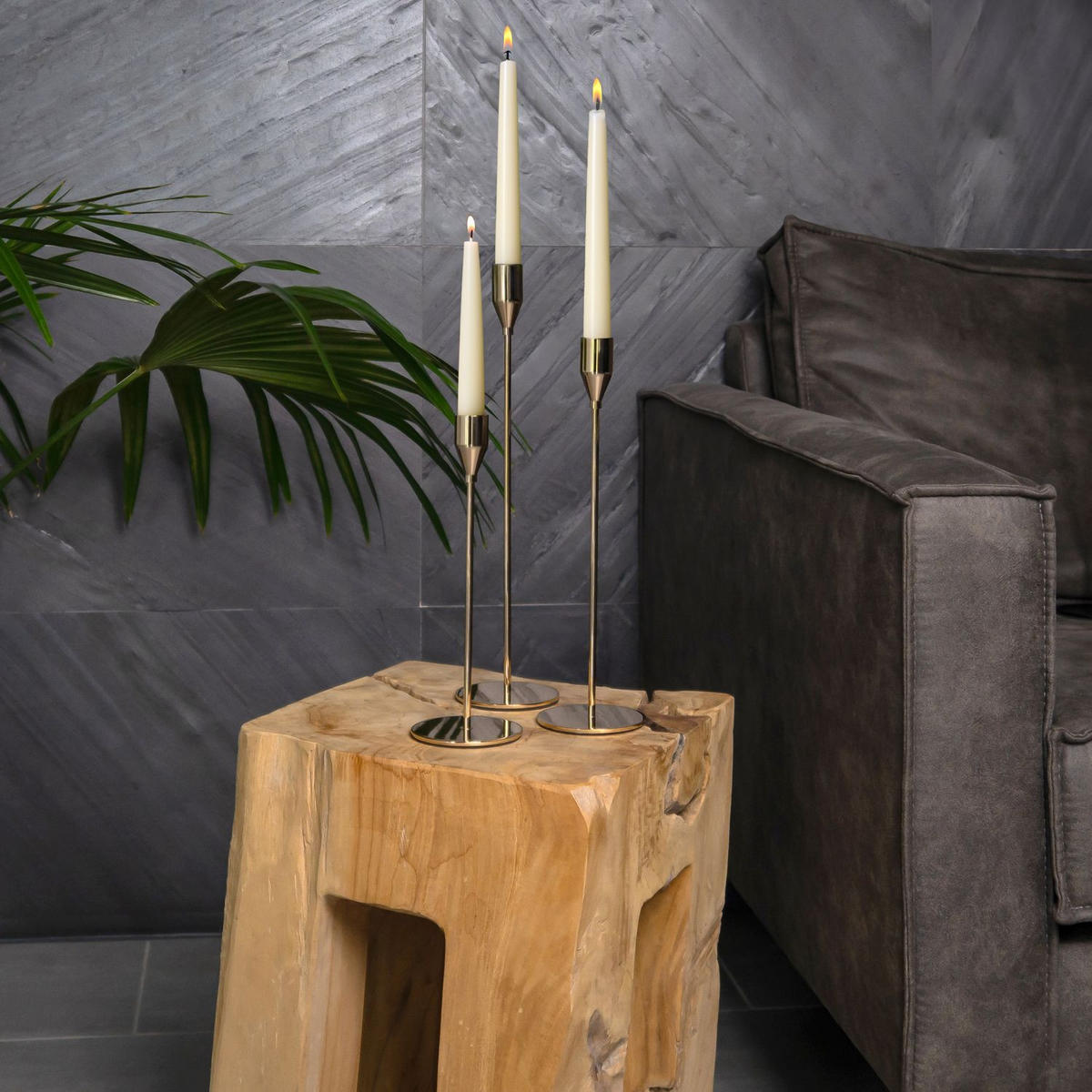 KERZENSTÄNDER 33/28/23 cm (3er-Set) - Roségold, Metall (8/33/8cm) - Intirilife