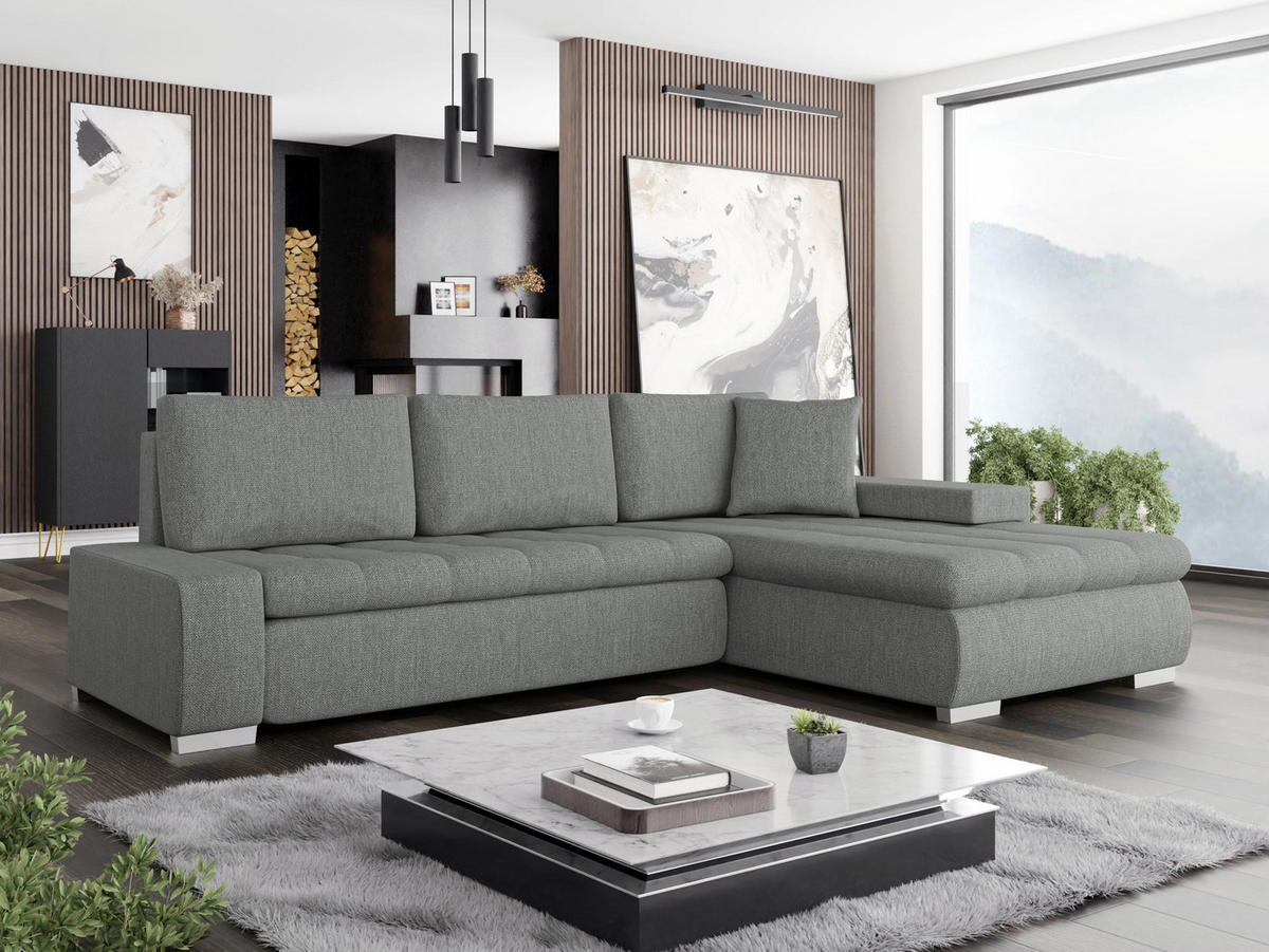 ECKSOFA Orkan Mini - Alufarben, Holz/Textil (265/185cm) - MIRJAN24
