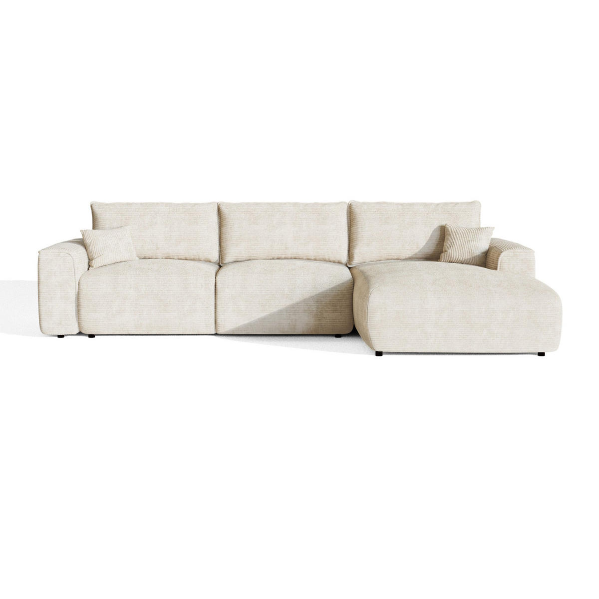 ECKSOFA rechtwinklig COMO Cord Creme 297cm - Creme, Textil (297/167cm) - Premium Interiors