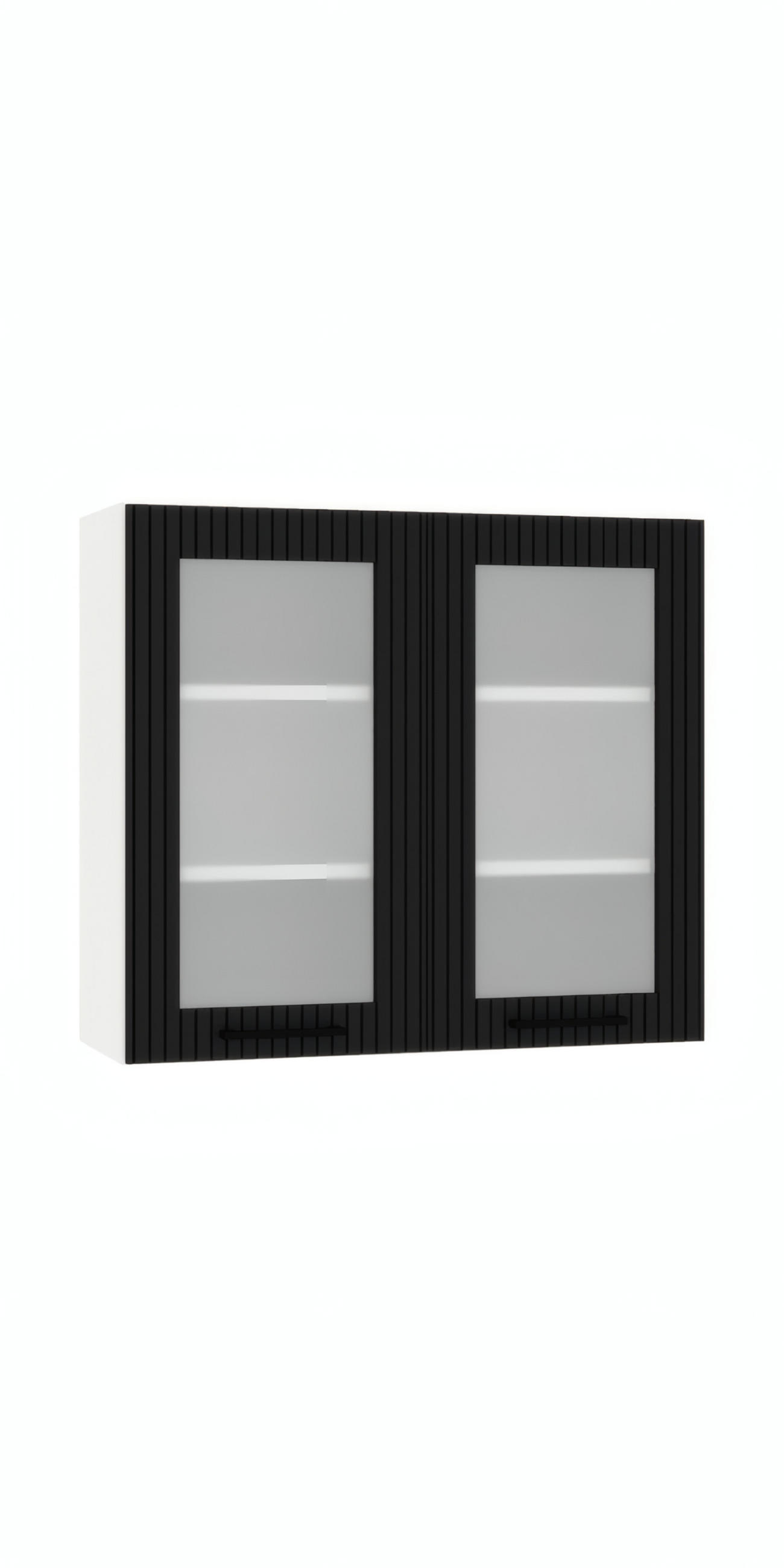 GLASHÄNGESCHRANK WS80 - KENDRO - Elegante Wandlösung - Schwarz/Weiß, Holz/Metall (80/72/30cm) - ROYAL24_MARKT