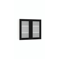 GLASHÄNGESCHRANK WS80 - KENDRO - Elegante Wandlösung - Schwarz/Weiß, Holz/Metall (80/72/30cm) - ROYAL24_MARKT