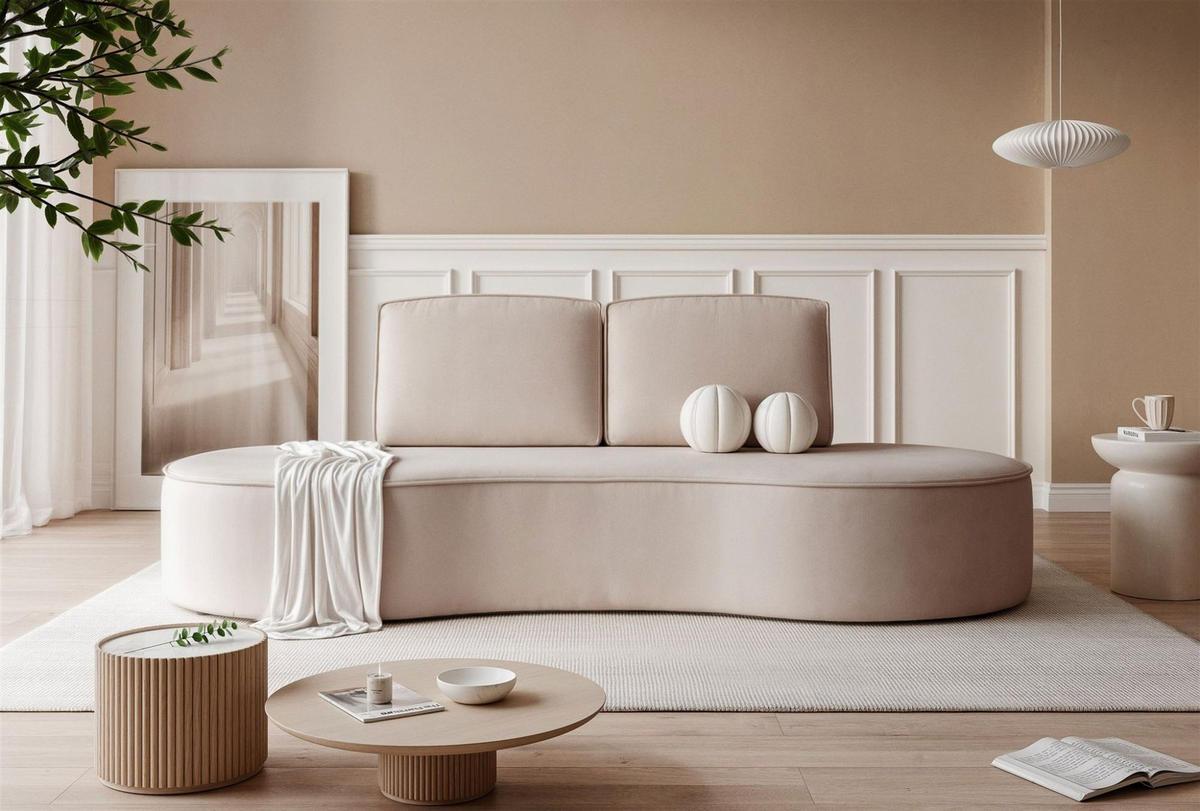 SOFA 3-sitzer Arlet In Stoff Riviera - Beige, Holzwerkstoff/Textil (234/88/101cm) - Fun Möbel