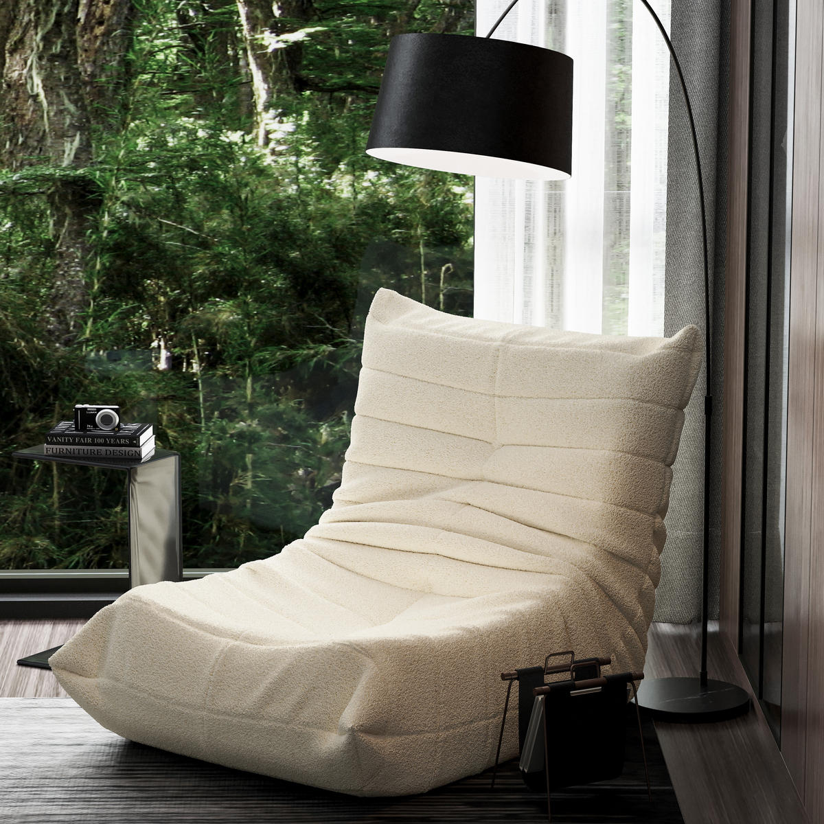 SOFA 110/85/79 cm in Beige mit Rückenlehne und Teddy-Velours - Beige, Textil (110/79/85cm) - OKMYHOME