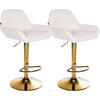 BARHOCKER 2er Set Lederlook weiß - Goldfarben/Weiß, Textil/Metall (51/89/52cm) - CLP