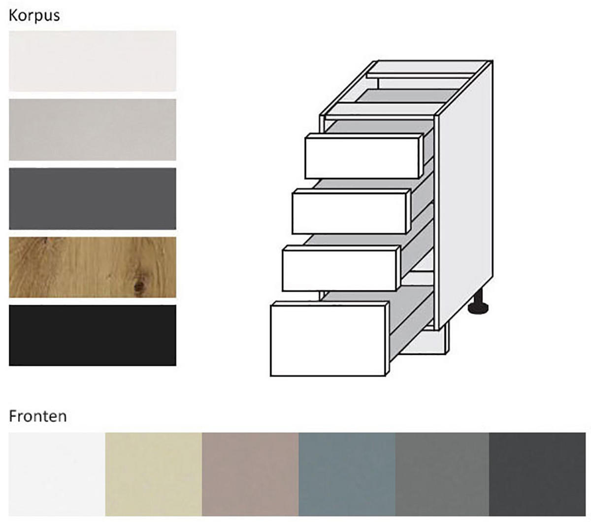 SCHUBLADENUNTERSCHRANK Kvantum D4A/40 Graphit Matt / Lava Matt 40 / 50 / 82cm - Dunkelgrau/Graphitfarben, Holz/Holzwerkstoff (40/82/50cm) - Feldmann-Wohnen