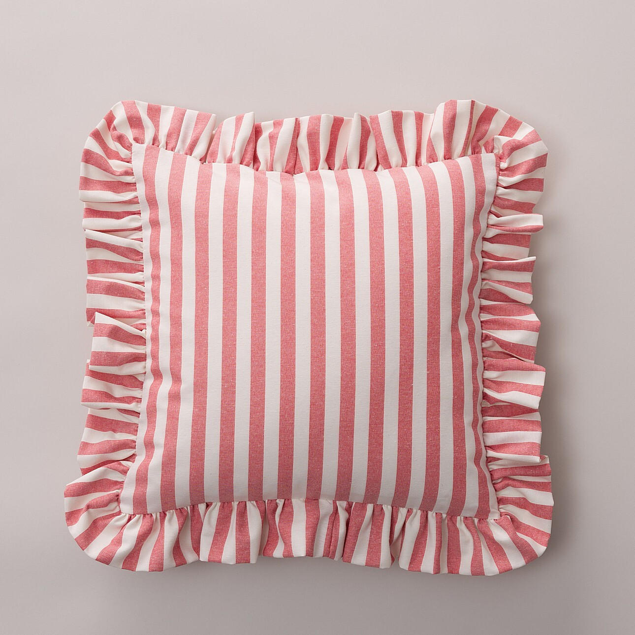 KISSENHÜLLE Charlotte 45x45 cm mit Rüsche - Rot, Textil (45/1cm) - Dekoria