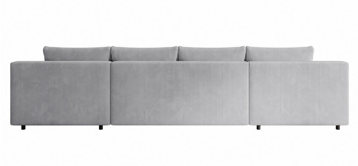 WOHNLANDSCHAFT Nelly U mit Bettkasten und Schlaffunktion, Cordstoff in U-Form - Grau, Textil (349/80/185cm)