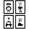 POSTER Set mit 4 Fuchs, Leon, Wal und Pinguin Tieren A4 Rahmenlos - Klar, Papier (29.7/3cm) - Nacnic