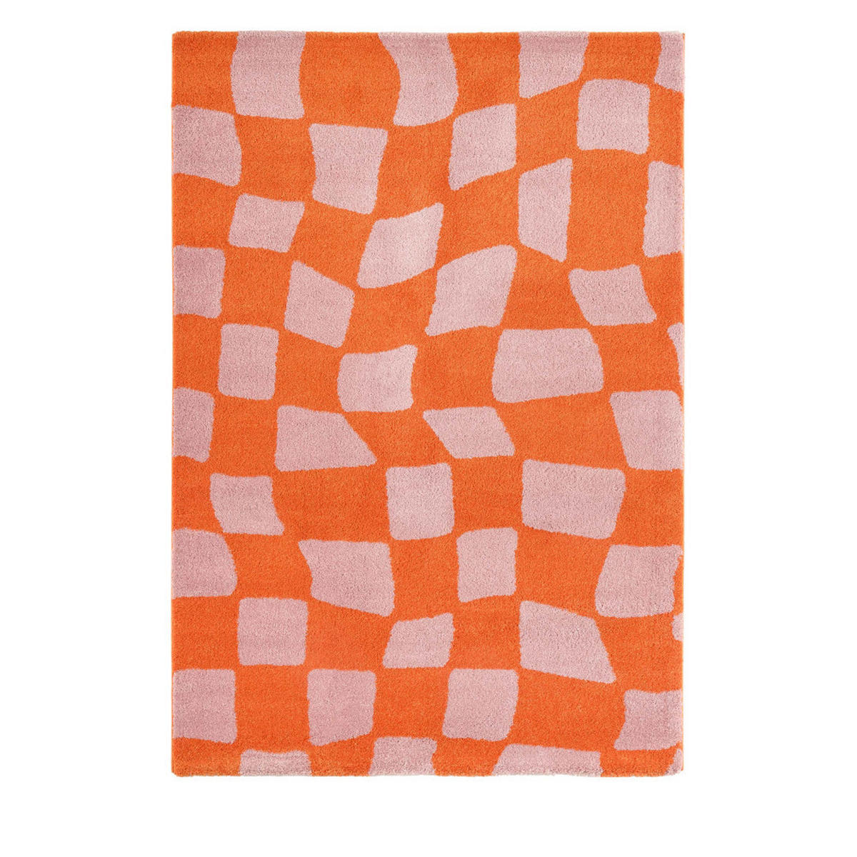 SCHACHBRETTMUSTER-TEPPICH - Retro - 120 cm x 160 cm - Orange, Kunststoff (120/160cm) - Drawer