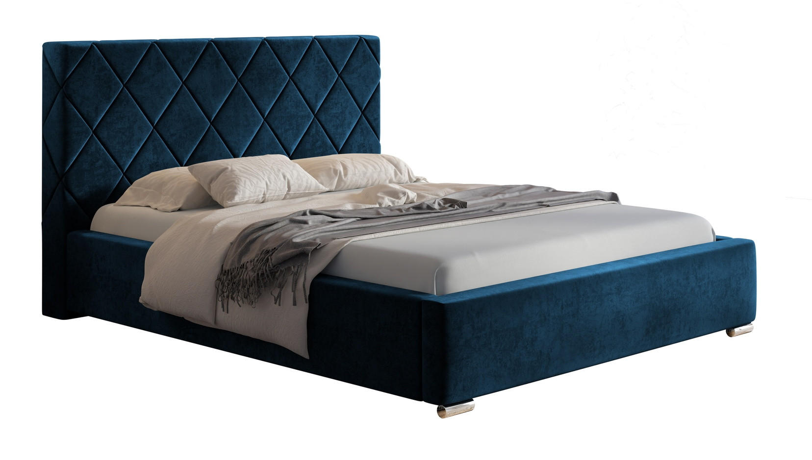 POLSTERBETT 180x200 Aron, Lattenrost, Samtstoff Blau - Blau, Holz/Textil (180/200cm) - Emporius