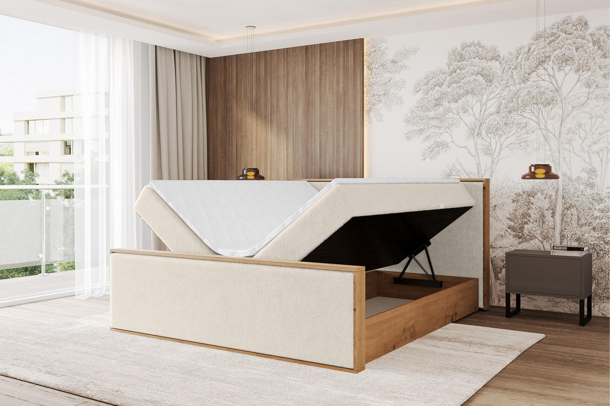 BOXBETT LOLLI9 -Z 120x200 - H4 Hellbeige - Sandfarben, Holzwerkstoff (120/200cm) - ALTDECOR