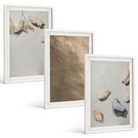 BILDER SET 3er Set - 40x60 cm Weißer Rahmen - Steine Strand natürliche Strukturen - Weiß, Kunststoff (40/60cm) - TULUP