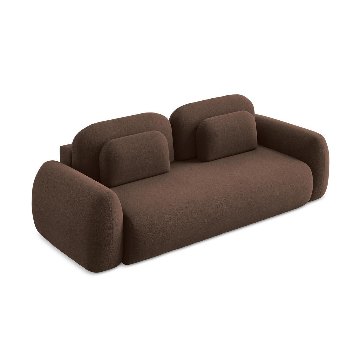 3-SITZER SOFA mit Schlaffunktion Bouclé Stoff Grau - Schwarz/Braun, Holzwerkstoff/Kunststoff (266/95/121cm) - LaMiaSofa
