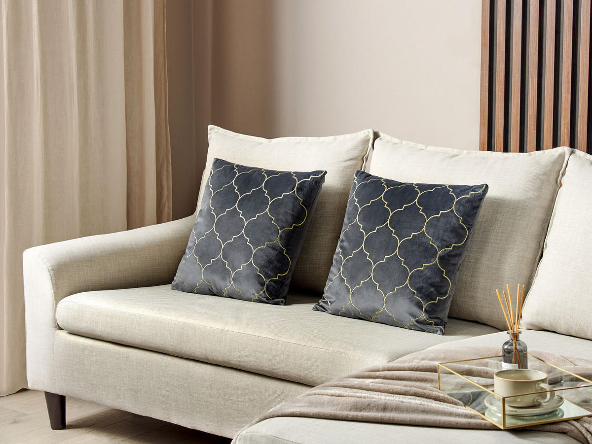 DEKOKISSEN 2er-Set Grau 45/45 cm Alyssum - Grau, Textil (45/45cm) - Beliani