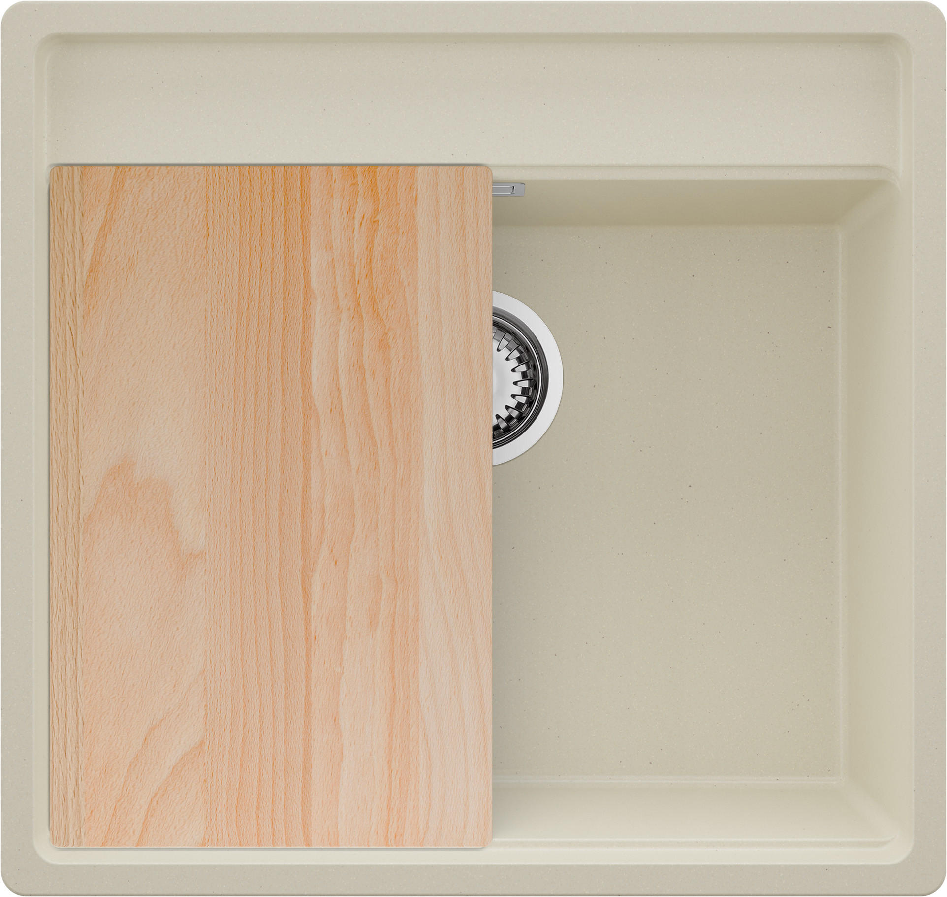 SPÜLBECKEN Bergen, 2-er set Beige 56/53 cm 1 Becken + Ablauf-Set + Schneidebrett ab 60er Unterschrank - Chromfarben/Beige, Kunststoff (56/20/53cm) - Primagran