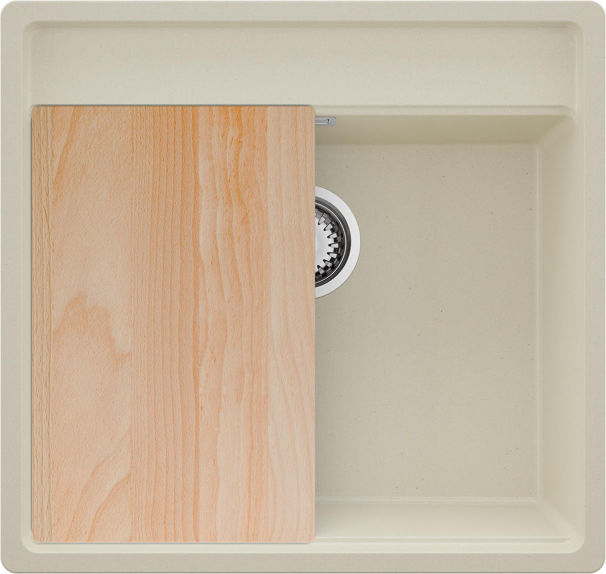 UNTERBAUSPÜLE GRANIT Bergen, 2-er set Beige 56/53 cm 1 Becken + Ablauf-Set + Schneidebrett ab 60er Unterschrank - Chromfarben/Beige, Kunststoff (56/20/53cm) - Primagran