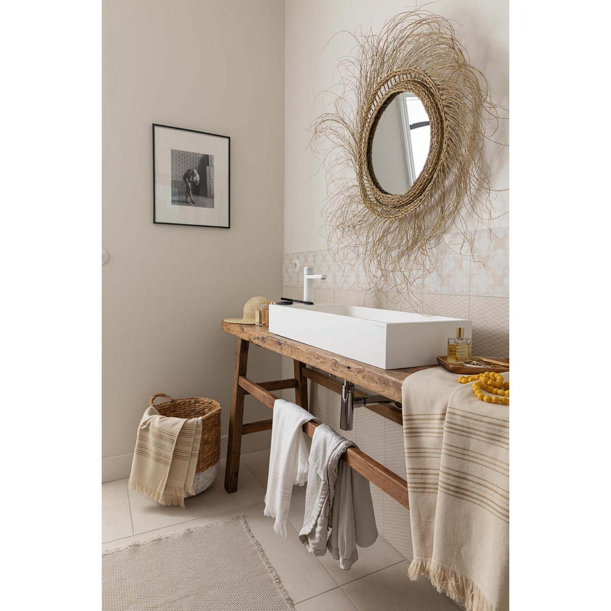 HAMMAM-TUCH Cancun leinen 90 x 180 cm - Braun, Textil (90/180cm) - Vivaraise