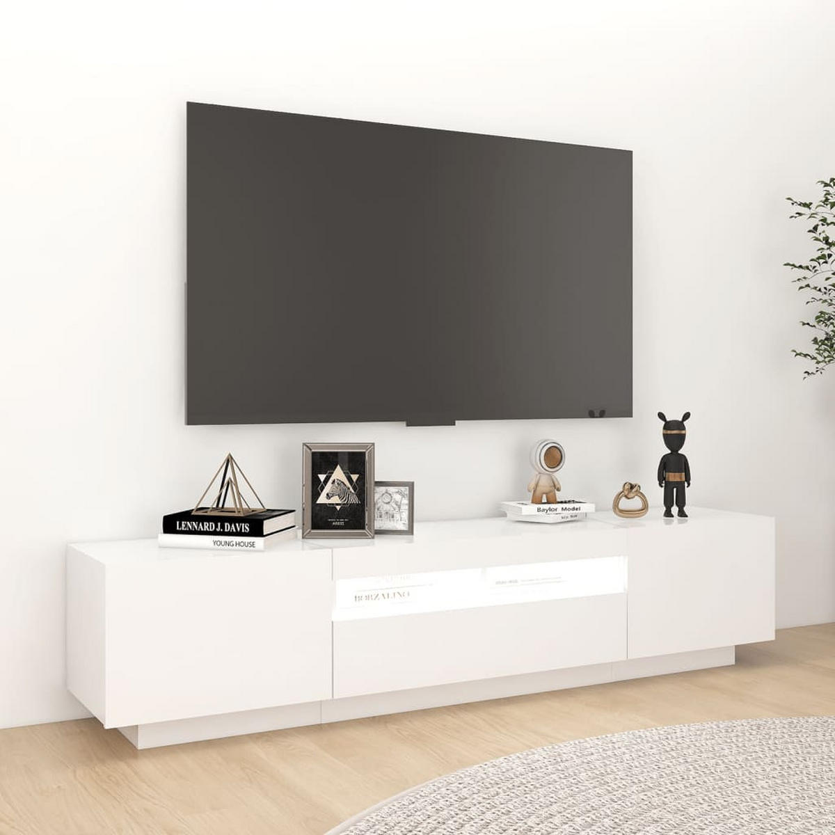TV-SCHRANK Mit Led-Leuchten Weiss 180/35/40 Cm - Weiß, Holzwerkstoff (35/40/180cm) - vidaXL